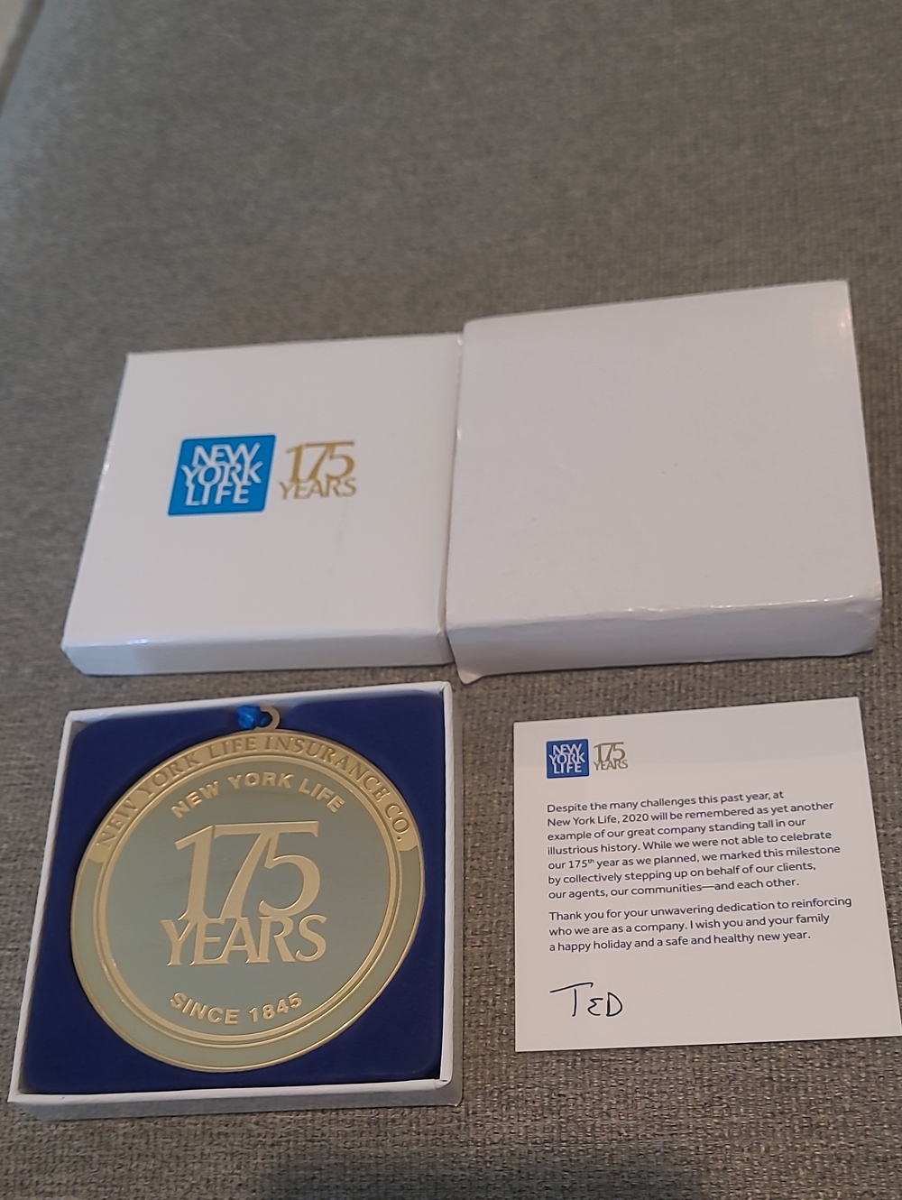 New York Life Insurance 175 Years Commemorative Medallion Medal Box Card 1845